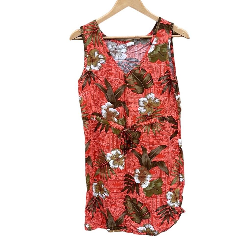 Palmwave Hawaii orange & green Hawaiian sleeveless dress size medium (30 bust)